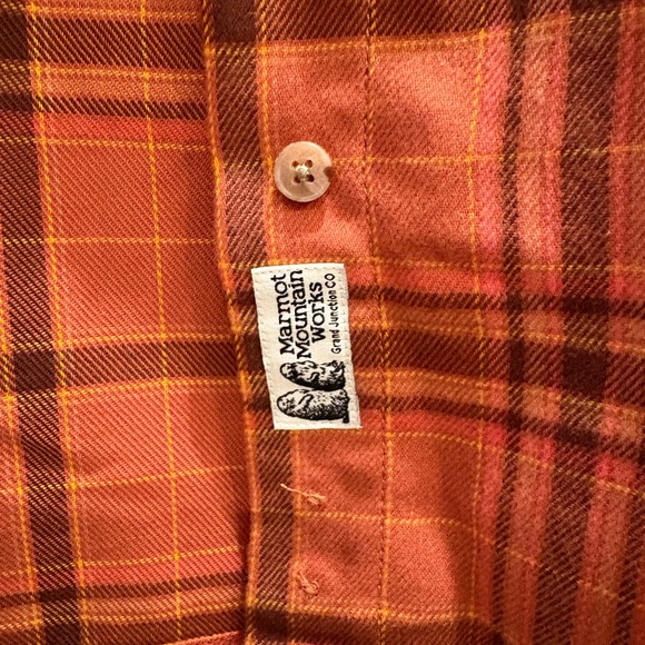 Marmot Orange Plaid Casual Button Down Shirt NWOT - Picture 3 of 6